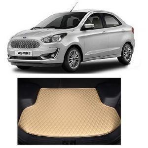 7D Car Trunk/Boot/Dicky PU Leatherette Mat for	Figo Aspire  - Beige